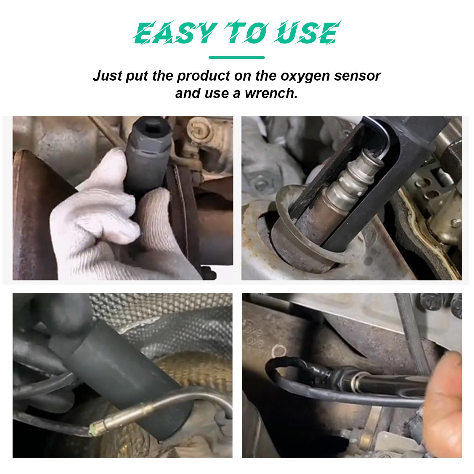 Suvnie Oxygen Sensor Socket With Side Wire Cutout, 1/2'' Drive X 7/8'' 6-Point O2 Sensor Wrench Removal Tool, Car Accessories Fo