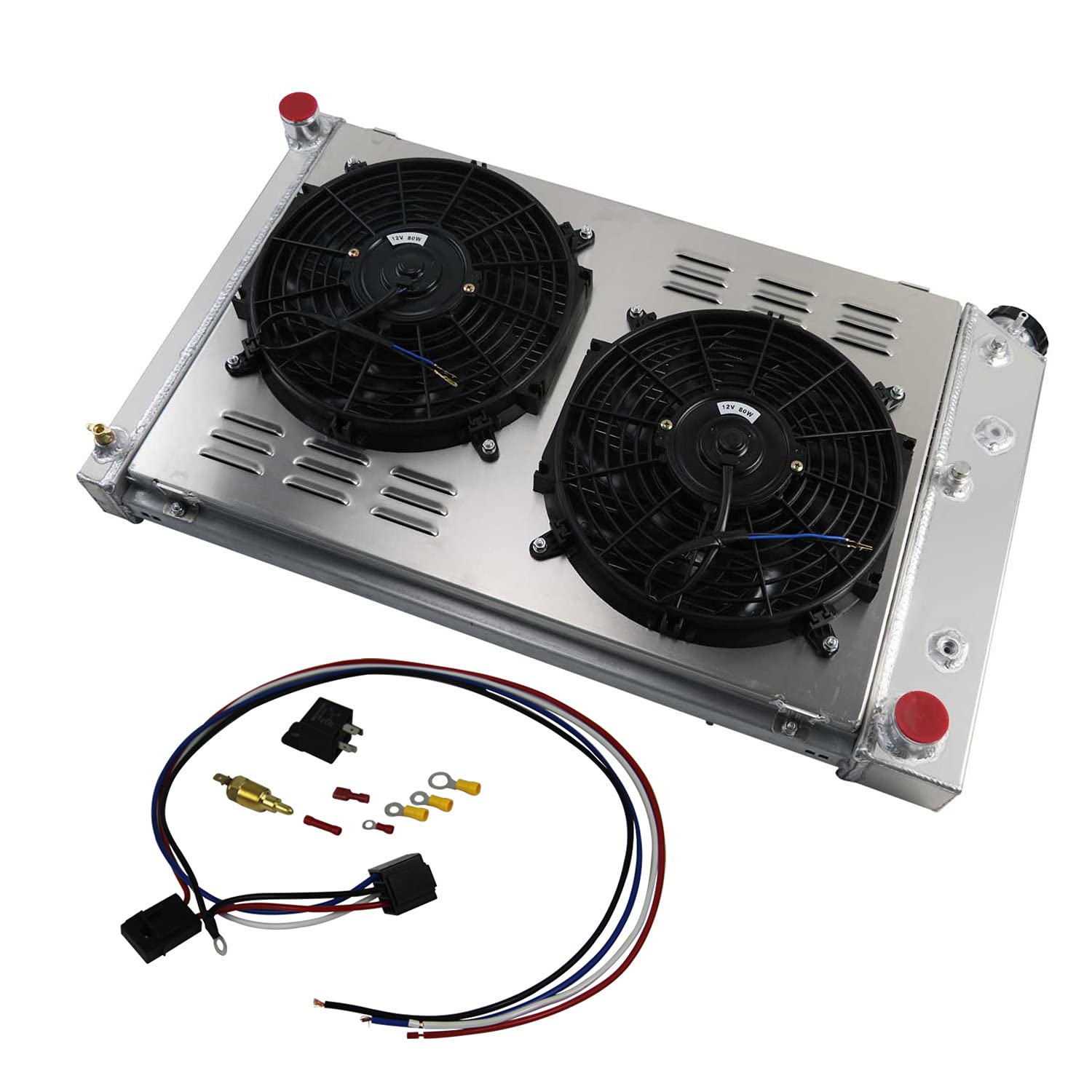 ECMRAD 3 Rows Racing Radiator for Chevy Camaro 1970-1981/ Monte Carlo 1980-1987 G-Body Oldsmobile Cutlass/Pontiac Grand Prix +Sh