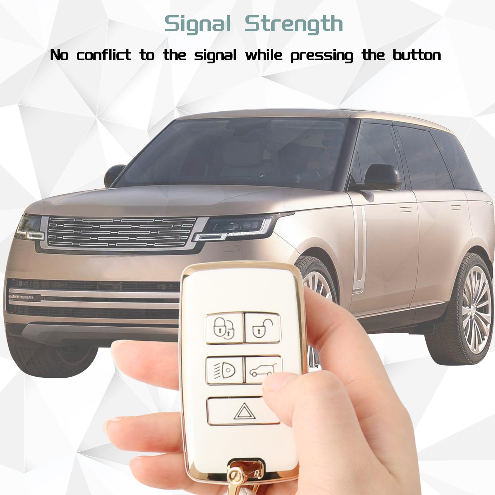 keycov Key fob Cover for Land Rover Accessories Keychain keyshell Ring case Compatible with 2018-2023 Jaguar E I-PACE Vogue Rang