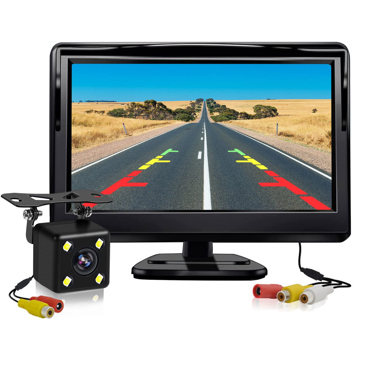 Kairiyard Backup Camera, Car Rear View Reverse Camera With 5In Monitor Hd Night Vision 170 Wide View Angel Vehicle Back Up Camer