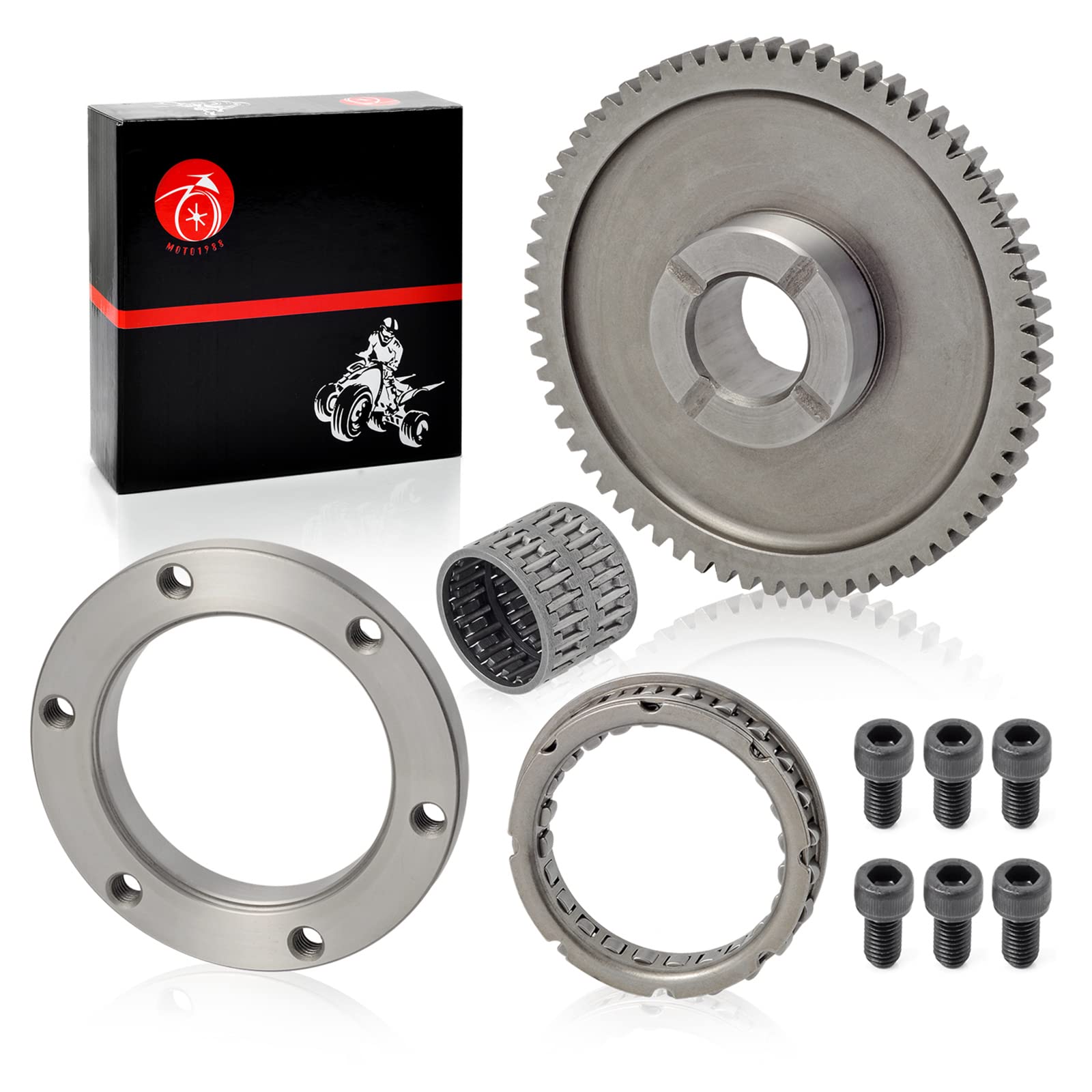 Starter Clutch One Way Bearing Gear Idler Kit For Yamaha Raptor Warrior 350 Big Bear 350 400 Kodiak 400 Moto 4 Yfm350Er Wolverine 350 1Uy-15590-01 1Uy-15517-01