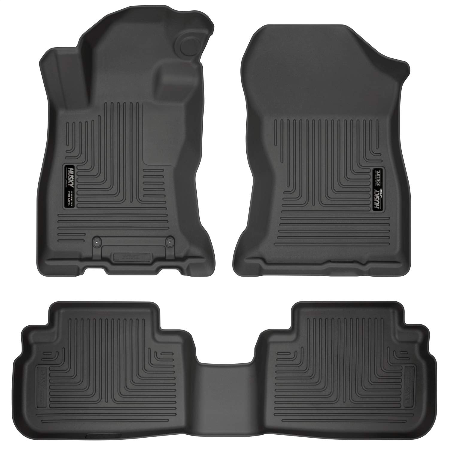 Husky Liners Weatherbeater Floor Mats | Fits 2019-2024 Subaru Forester | Front & 2Nd Row, 3-Pc Black - 95891