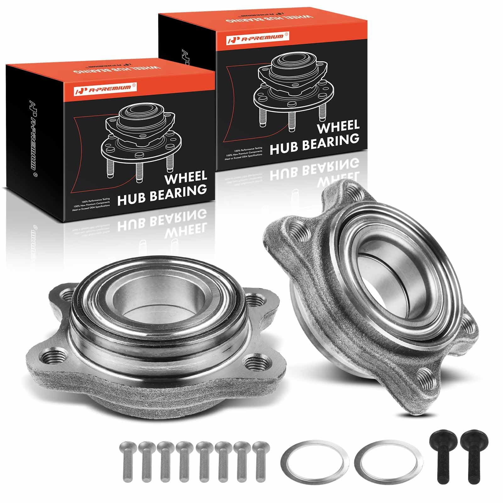 A-Premium 2 X Front Or Rear Wheel Bearing And Hub Assembly Compatible With Audi A4 2002-2009, A4 Quattro 2002-2009, A6 2000-2004, A6 Quattro 2000-2004, Rs6 2003, Rs4 2007-2008, S4, S6, S8