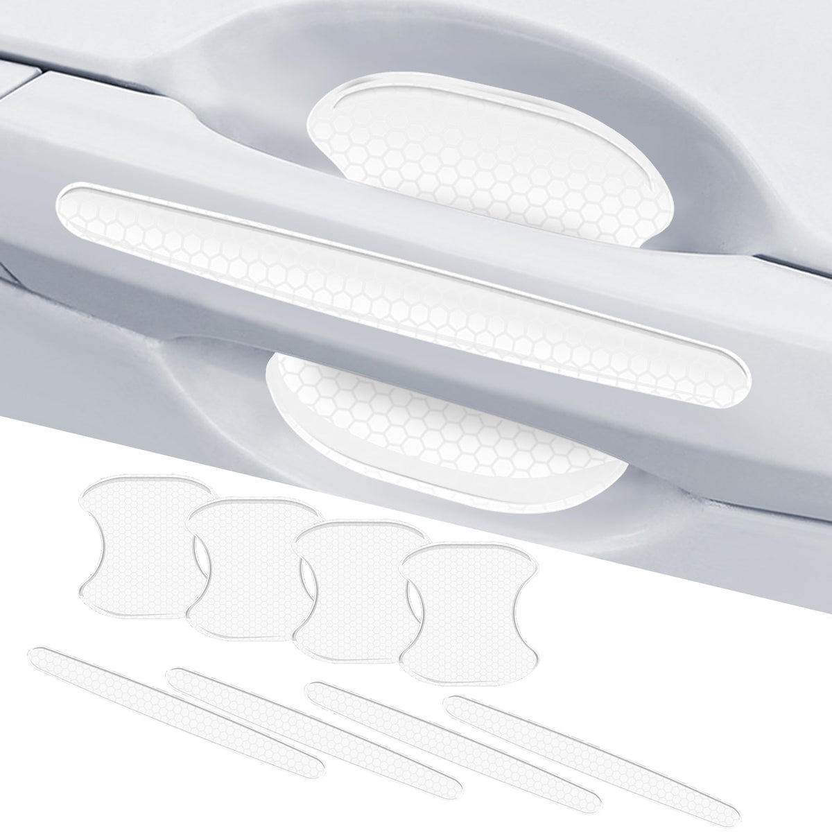 Couslcd 8Pcs Reflective Car Door Handle Bowl Sticker, Car Door Handle Protective Sticker Anti-Scratch, Scratch Collision Protect