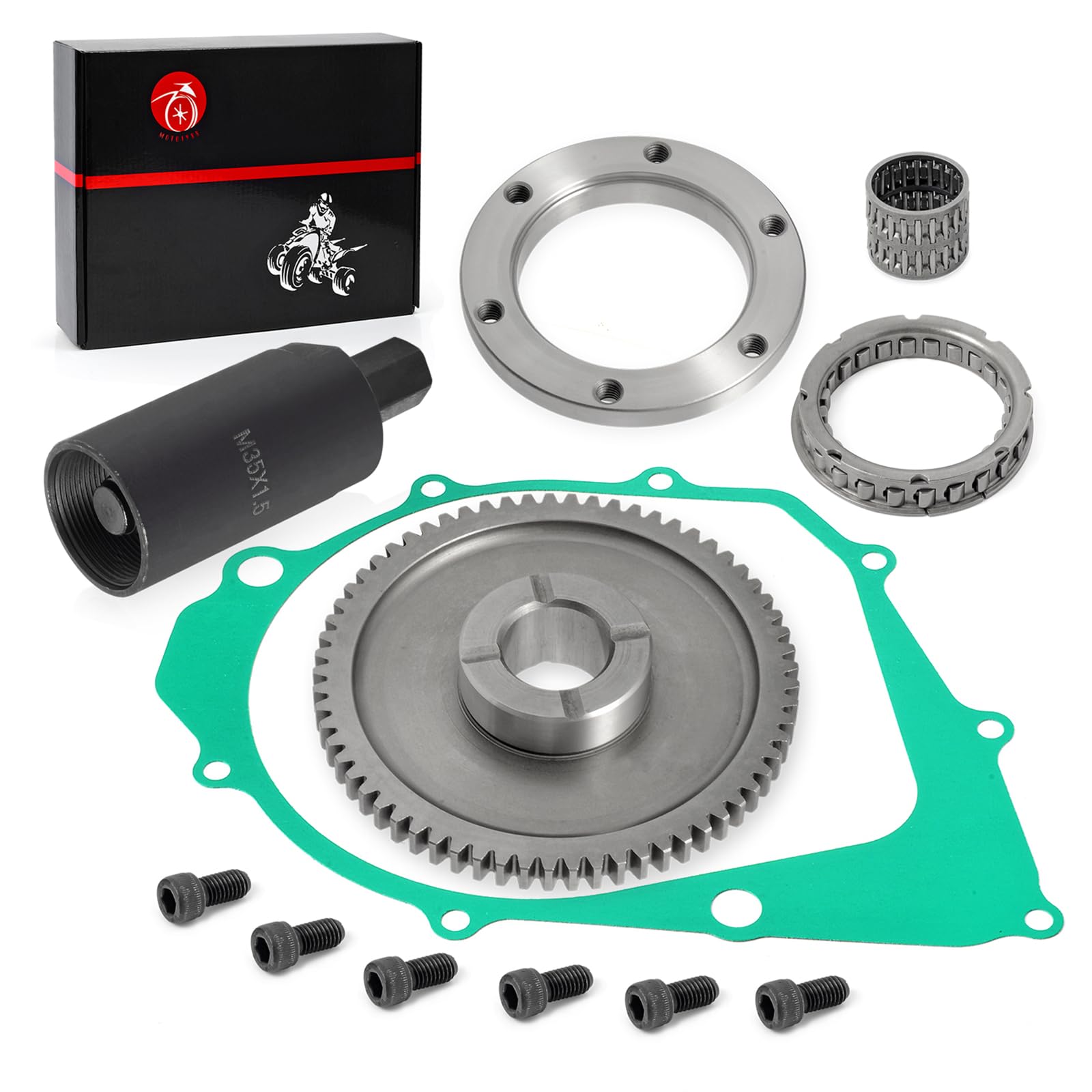 Flywheel Puller & Starter Clutch One Way Bearing Gear Kit & Gasket For Yamaha Warrior Raptor Big Bear Moto 4 350 Yfm350 1987-2014 Kodiak 400 1994-1998