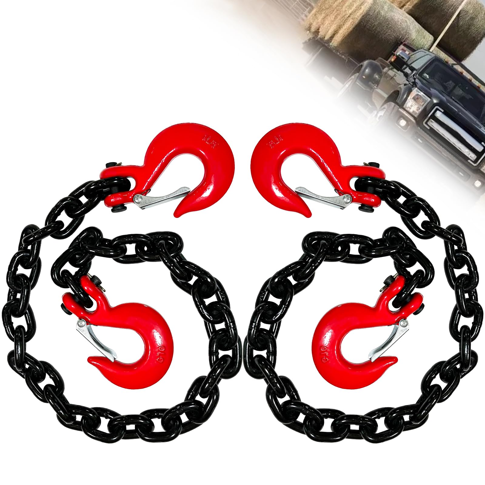 Senkeyfe 2 Pack 3/8'' Trailer Safety Chains G80 35'' Trailer Chains With G70 2   Clevis Safety Hooks|7100 Lbs Working Load 27000