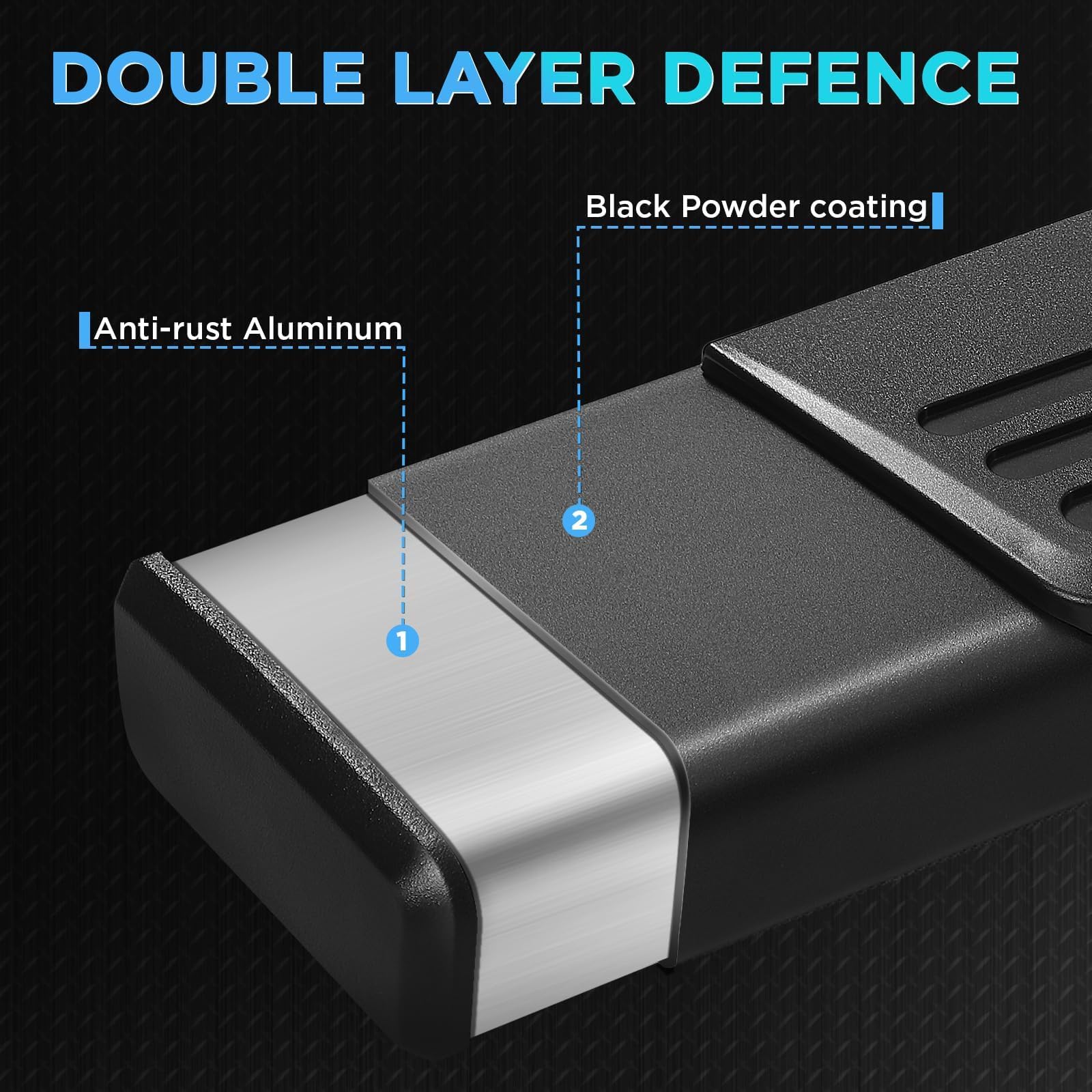 Pz 6.5'' Double Cab Running Boards For 2007-2018 Chevy Silverado/Gmc Sierra 1500, 2007-2019 For 2500Hd 3500Hd 2019 Ld, Black Alu