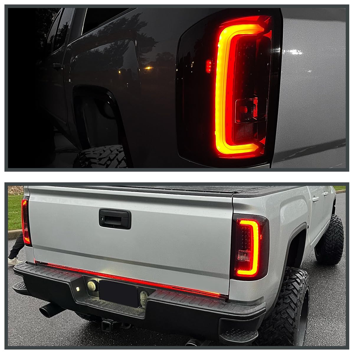 Spec-D Tuning Glossy Black Housing Smoke Lens Led Bar Tail Lights Compatible With 2014-2018 Gmc Sierra 1500, 2014-2018 Gmc Sierra 2500Hd, 2014-2018 Gmc Sierra 3500Hd, Left + Right Pair Assembly