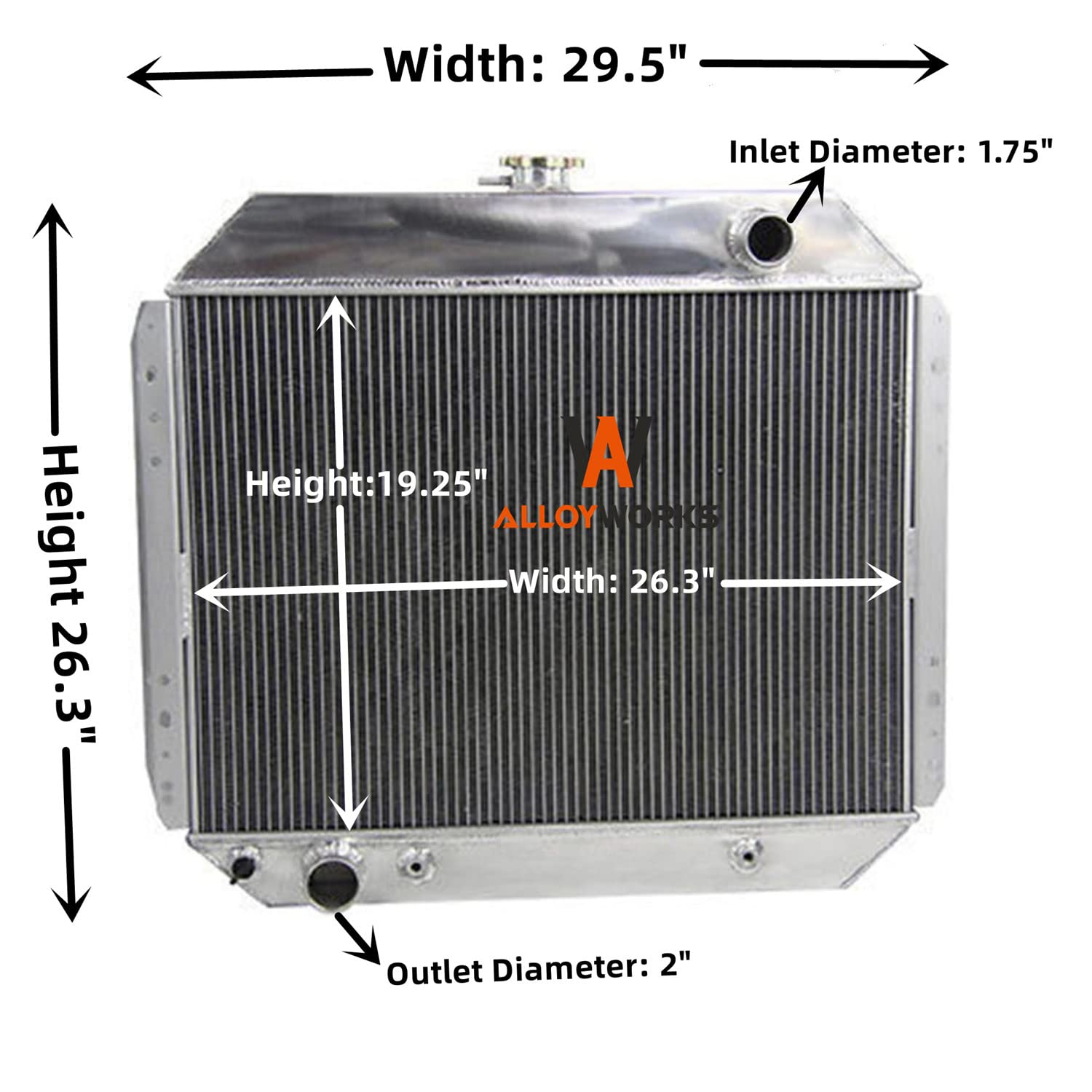 ALLOYWORKS 3 Row Aluminum Radiator for Ford Trucks F100 F150 F250 F350 1966-1979 Bronco Pickup Truck 66 67 68 69 70 71 72 73 74