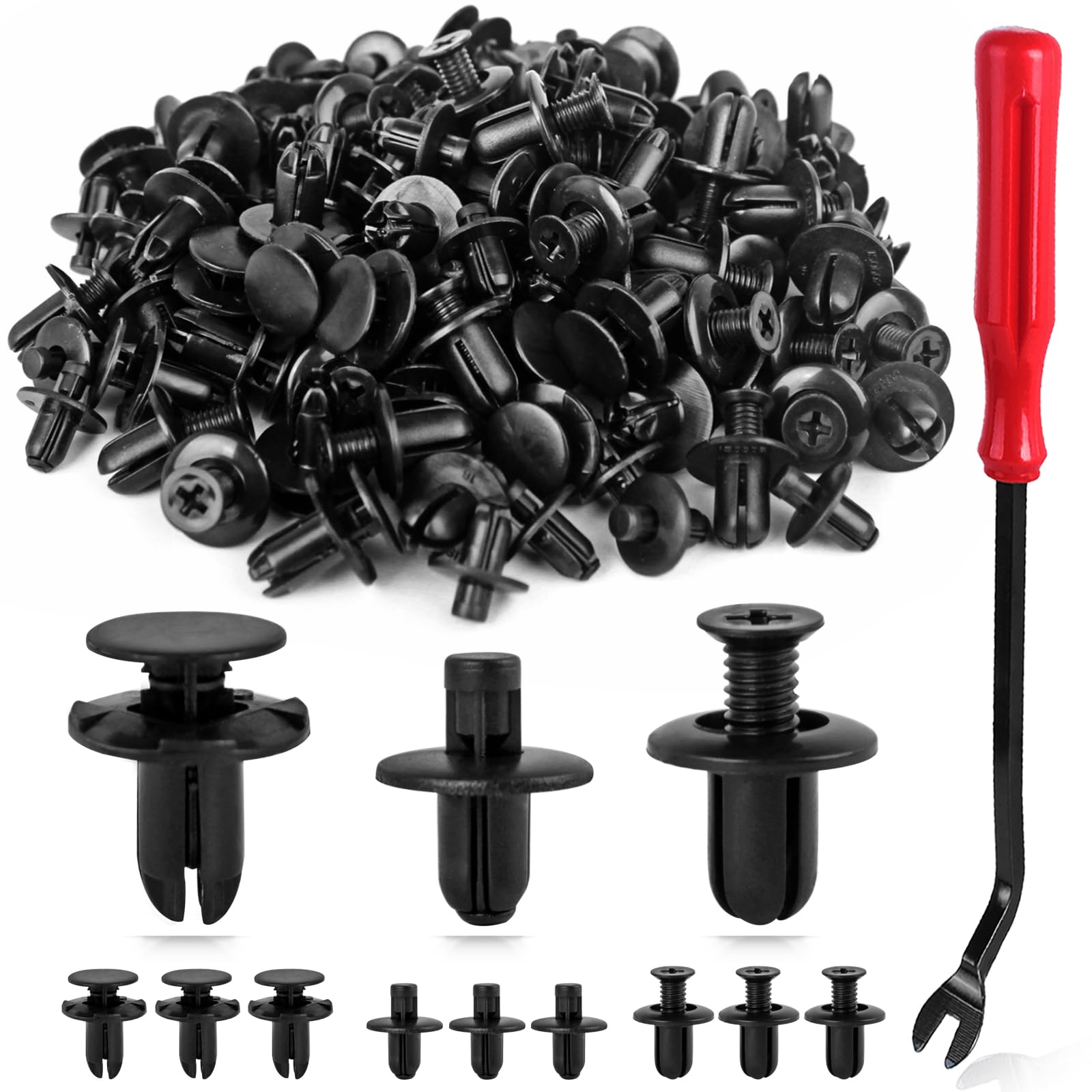 Xislet 120Pcs Fender Liner Push-Type Retainer Clip Fastener Compatible With Hyundai Kia Models Replace 86595-2T500, 86590-28000, 86155-2H100 - Bumper Plastic Rivets Included Tool