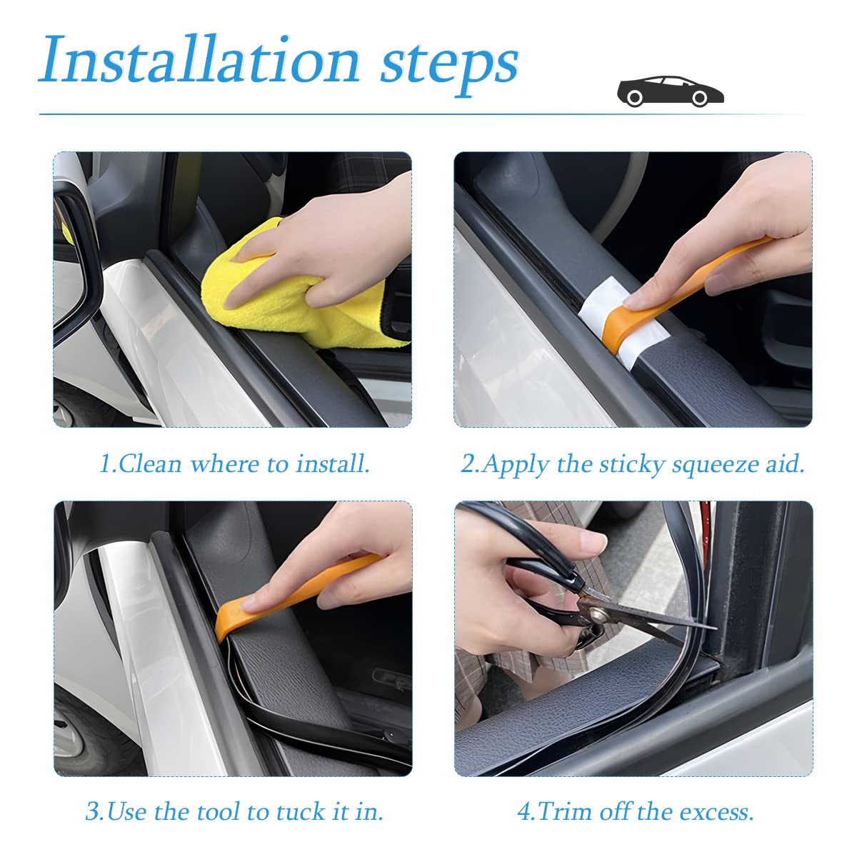 Auceli Car Window Seal Strip, Windshield Weather Strip For Car, Automotive Waterproof Soundproof V-Shape Self Adhesive Trim Cover, Universal Vehicle Rubber Weatherstrip Draft Seal Strip