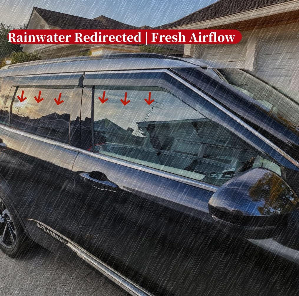 Vesul Compatible with Mitsubishi Outlander 2022-2025 Rain Guards Wind Deflectors Anti-Rain Window Visors with Stainless Steel Tr
