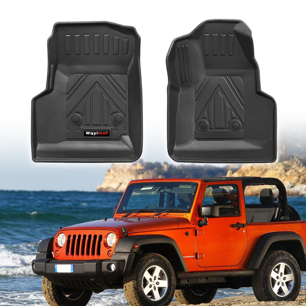 Custom for 1997-2006 Jeep Wrangler TJ/LJ Accessories Front Floor Mats Liner 2 Pcs All Weather TPE (for1997-2006 Jeep Wrangler TJ