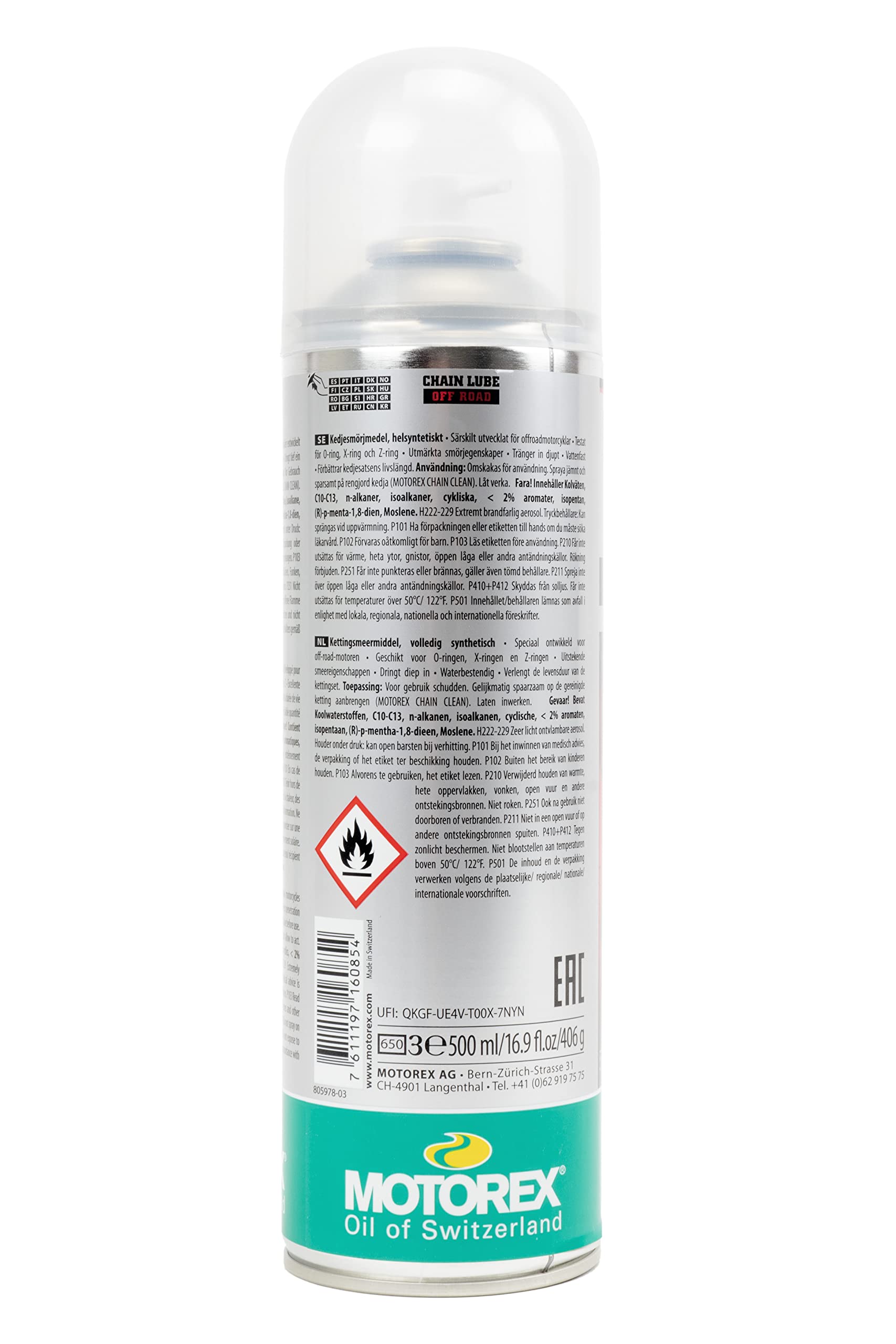Motorex Chain Lube 622 Offroad Spray - 500Ml. Aerosol 171-622-050