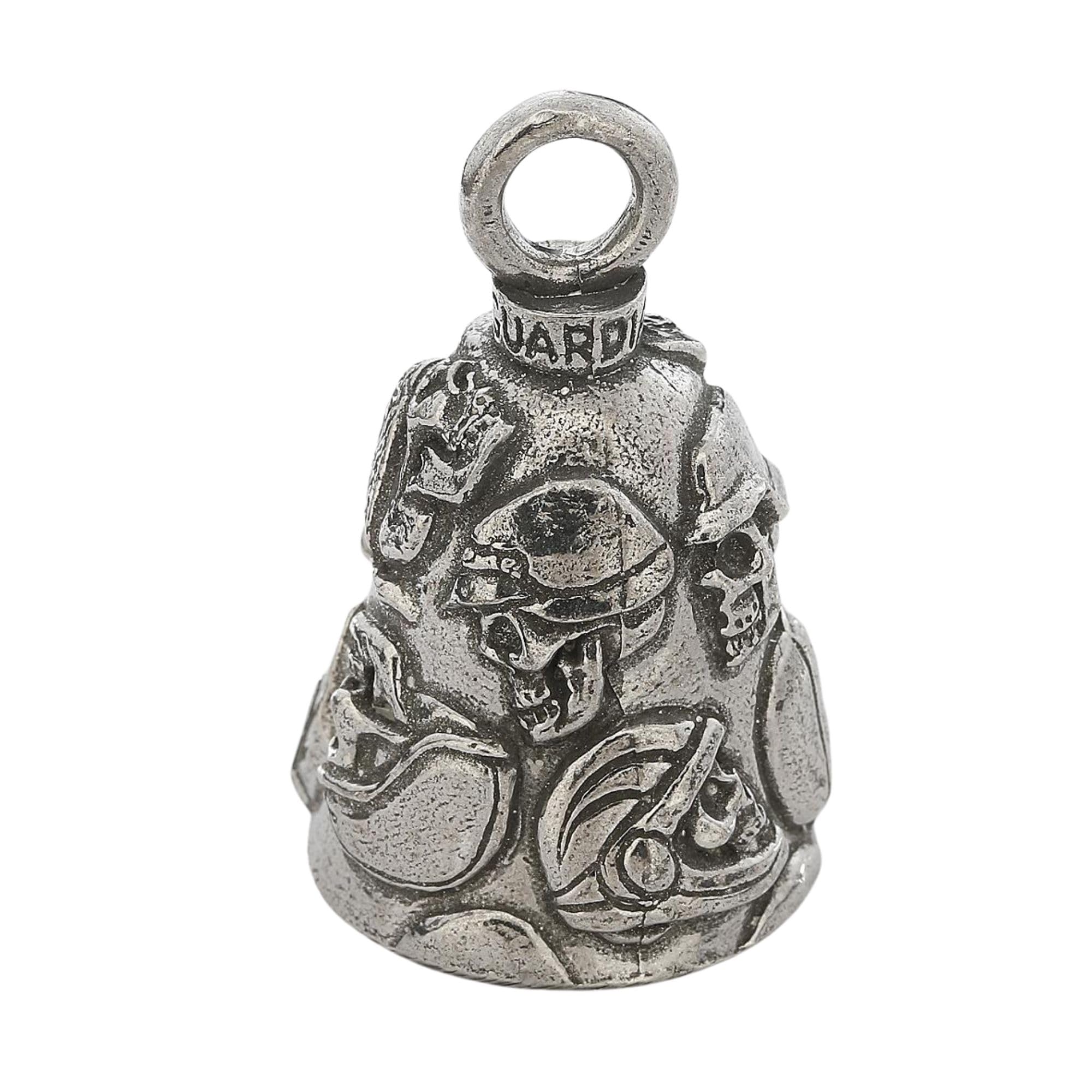 Guardian Bell 13 Skulls Good Luck Bell W/Keyring & Black Velvet Gift Bag | Motorcycle Bell | Lead-Free Pewter | Good Luck Gift T