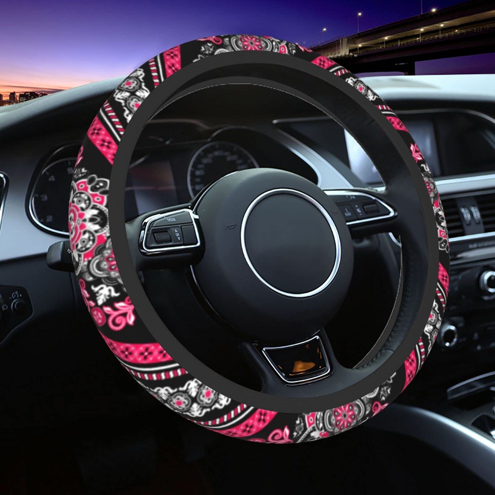 Boho Car Steering Wheel Cover Auto Accessories Universal 15 Inch Non-Slip Neoprene For Women Cute Automotive Suv Van Truck Wheel Protector