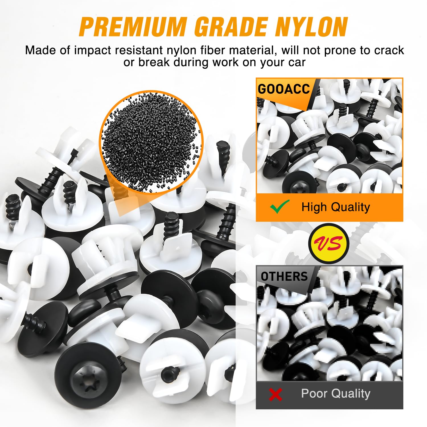 Gooacc 60Pcs Fender Liner Bumper Cover Splash Shield Hex Head Screw With Nylon U Nuts Kit For Fastening Front On Mazda 2, 5, 6,