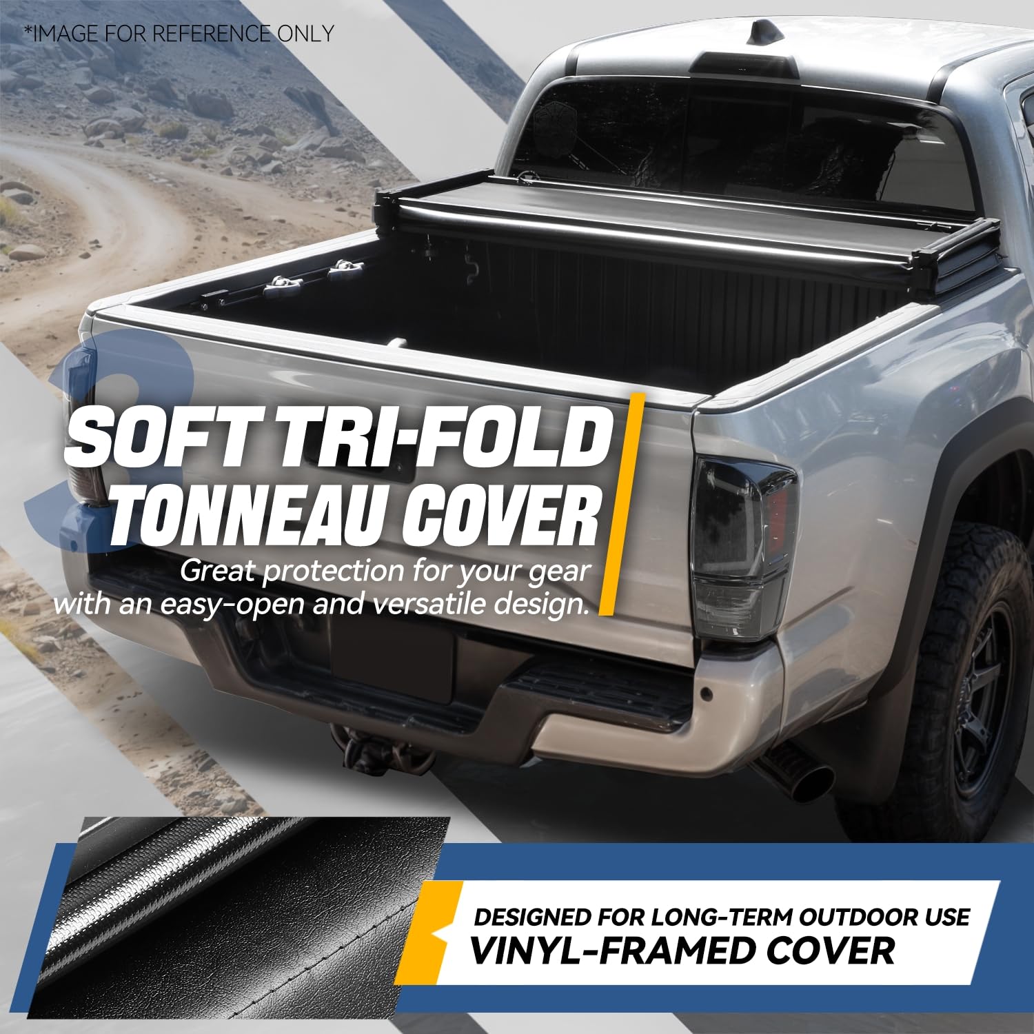 Auto Dynasty Soft Tri-Fold Truck Bed Tonneau Cover Compatible With 2004-2014 Ford F-150 5.5Ft/66Inch Fleetside Bed, Matte Black