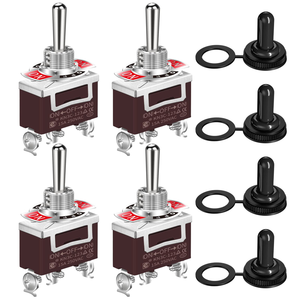 Daiertek Waterproof Momentary Toggle Switch 12V Dc 20A Heavy Duty Marine Spdt Switch Rocker 3 Way (On)-Off-(On) 250V Ac 15A With