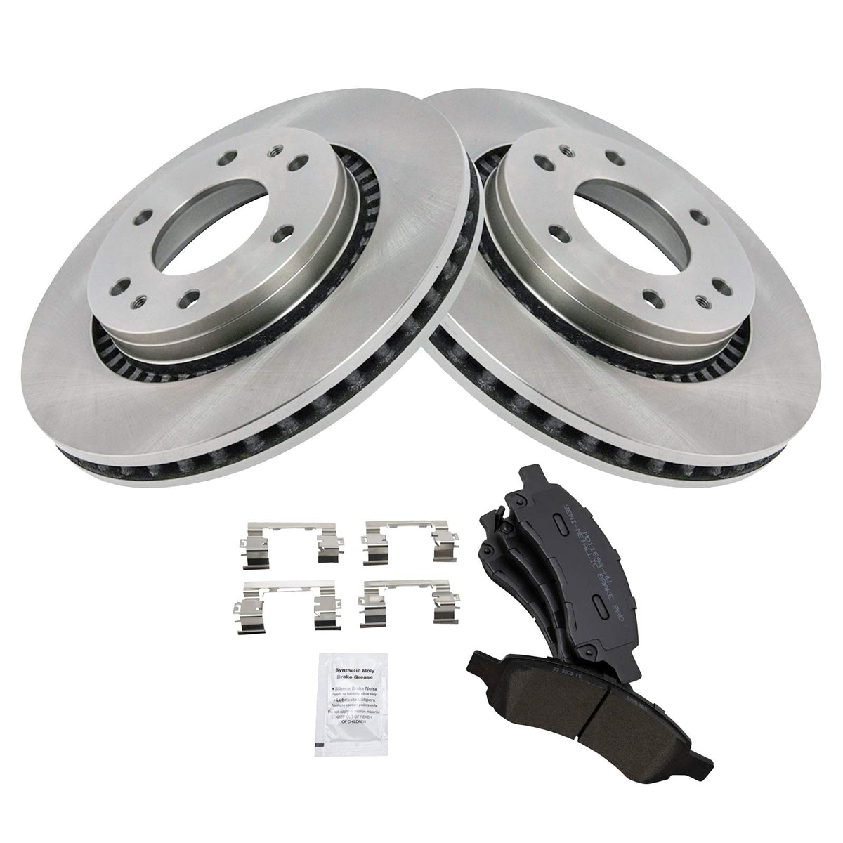 Trq Front Brake Pad & Rotor Kit Brake Pads Brake Rotor Semi-Metallic Compatible With 2006-2007 Buick Rainier 2006-2009 Chevrolet