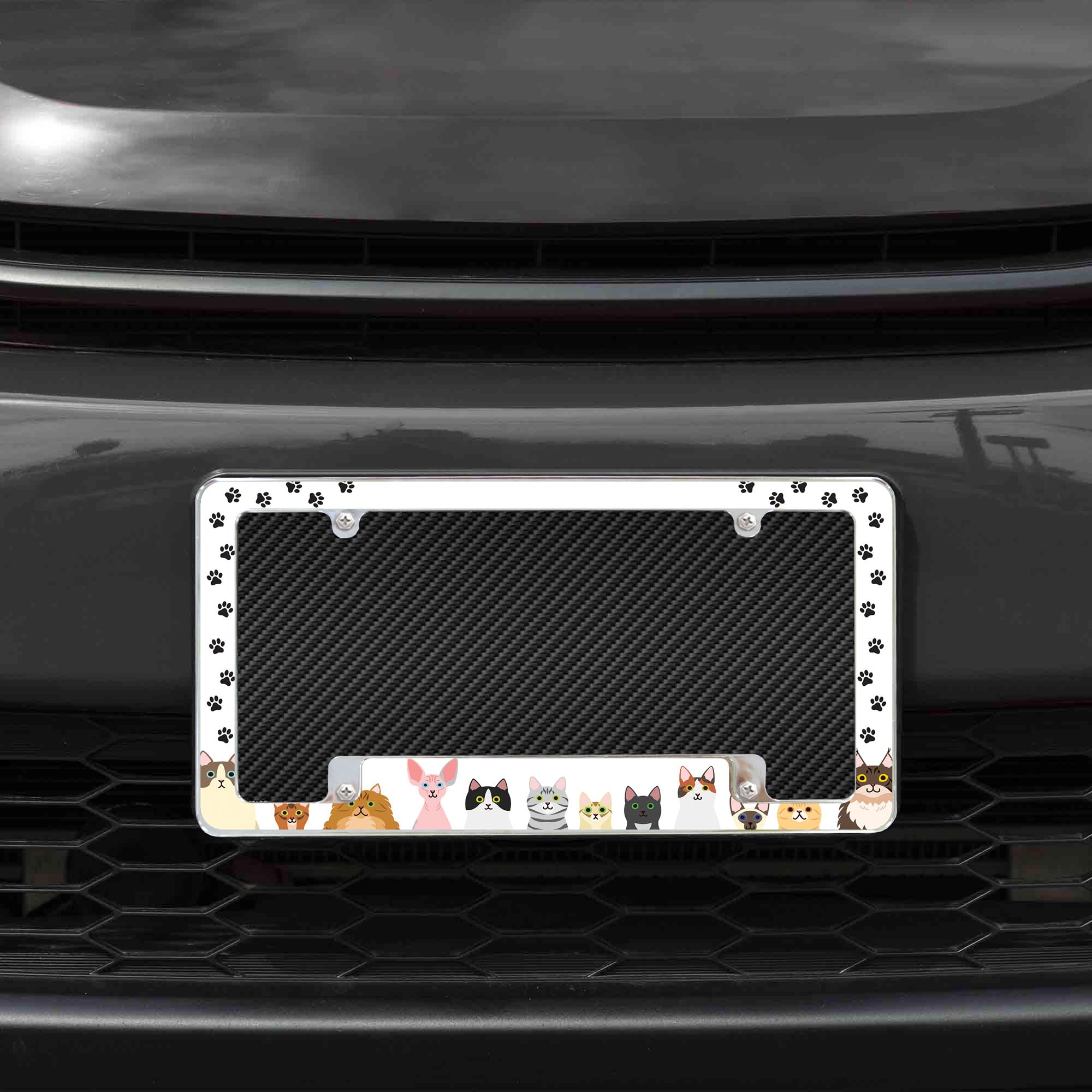 Rico Industries Cat Pattern All Over Automotive License Plate Frame for Car/Truck/SUV (12 x 6)