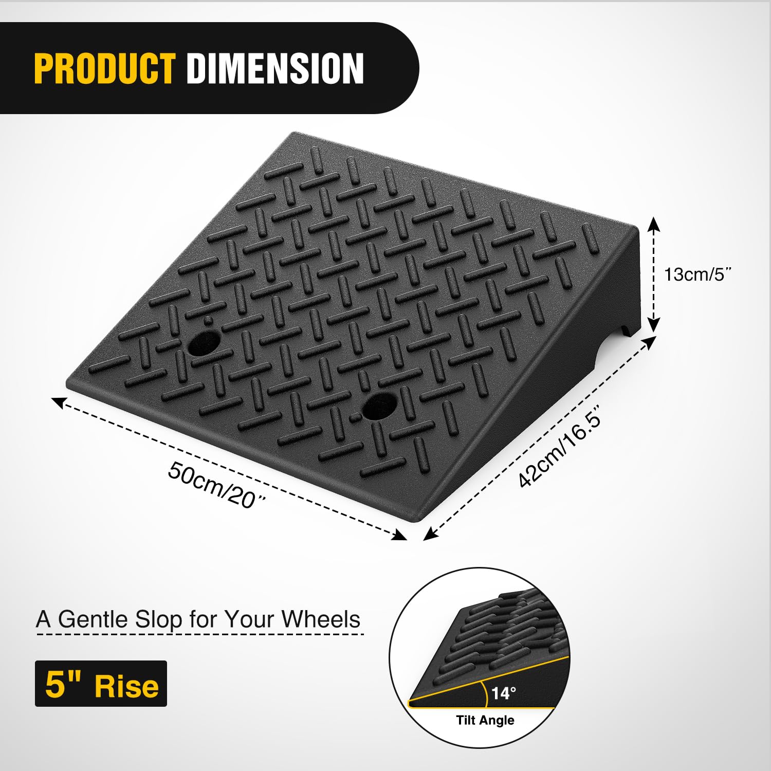 Nilight Rubber Curb Ramps, 5'' Rise Height Heavy Duty Rubber Threshold Ramp, Portable Driveway Ramps For Cars Wheelchairs Scoote