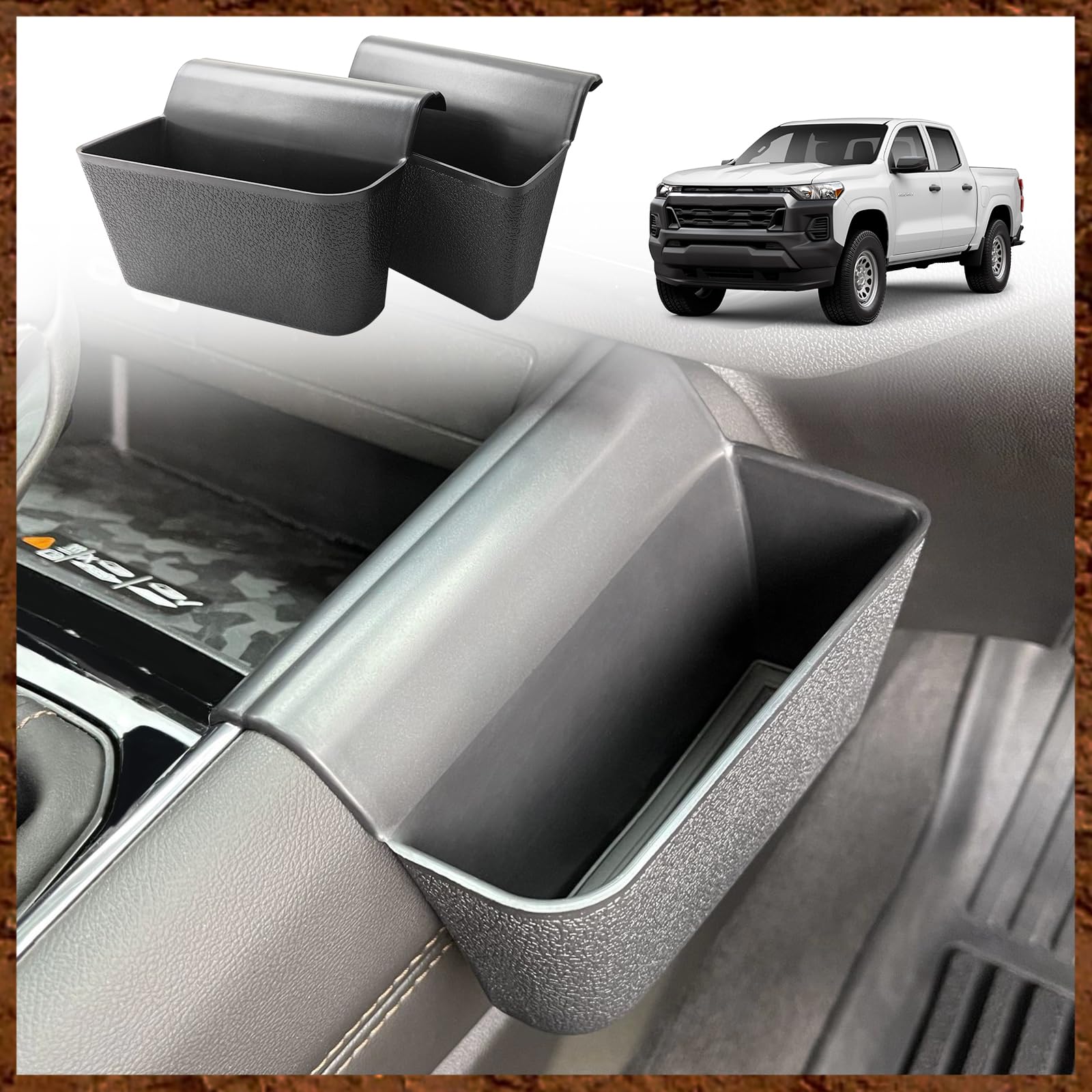 Muslogy for 2024 2023 Colorado & Canyon Center Console Shifter Storage Box ABS Material Console Side Organizer Left & Right Set 
