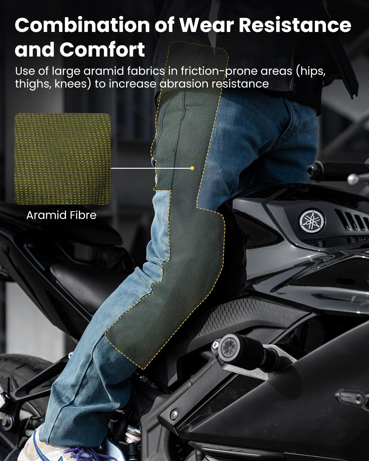 ILM Motorcycle Riding Pants for Men CE Armored Motorbike Jeans Adventure Touring Motocross All Season Model PJN1(Light Blue)