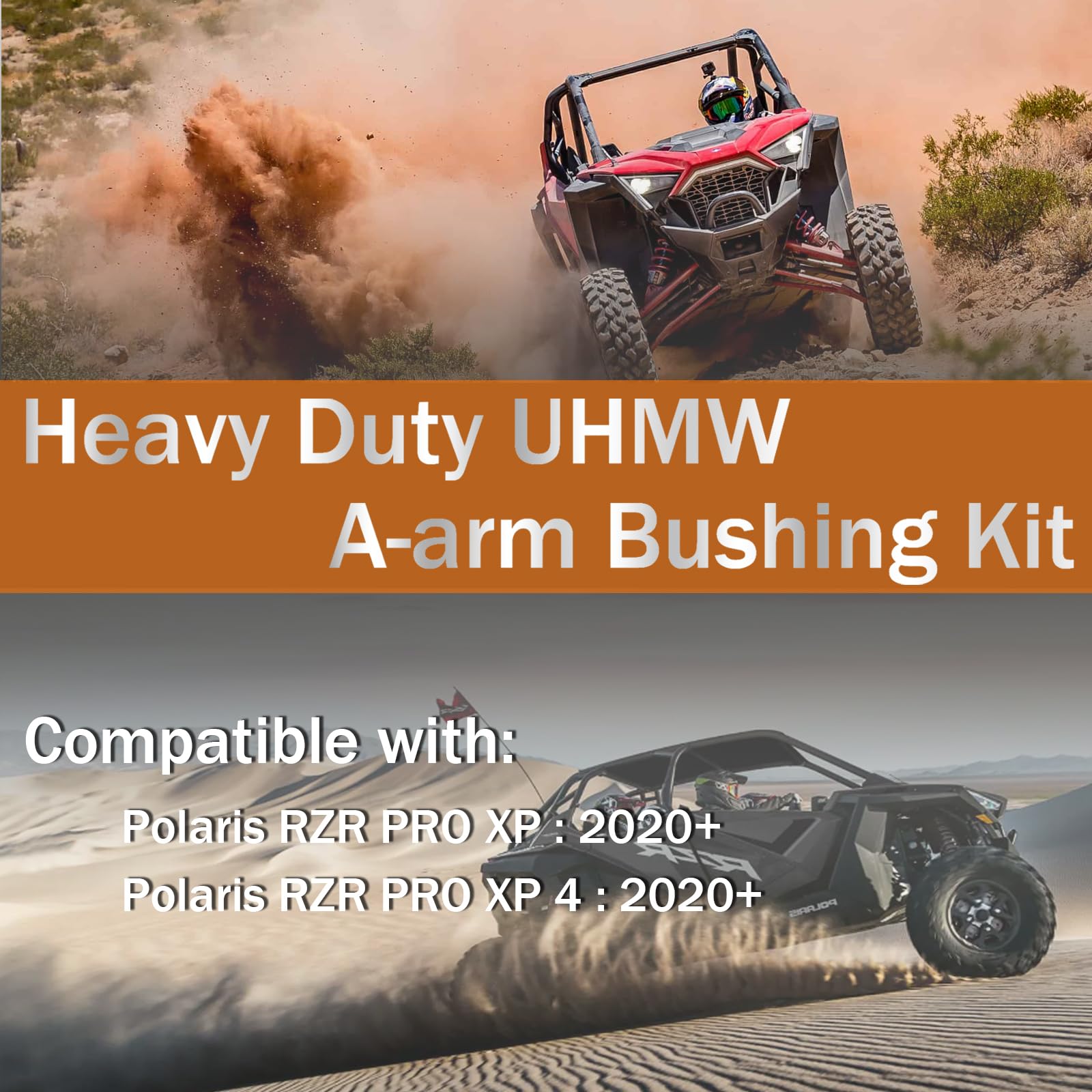 Qagea Heavy Duty UHMW A-arm Control Arm Bushing Kit Compatible with Polaris RZR PRO XP 4 (2020+) Replaces AAB-P-RZRXPTS-001 CT-0