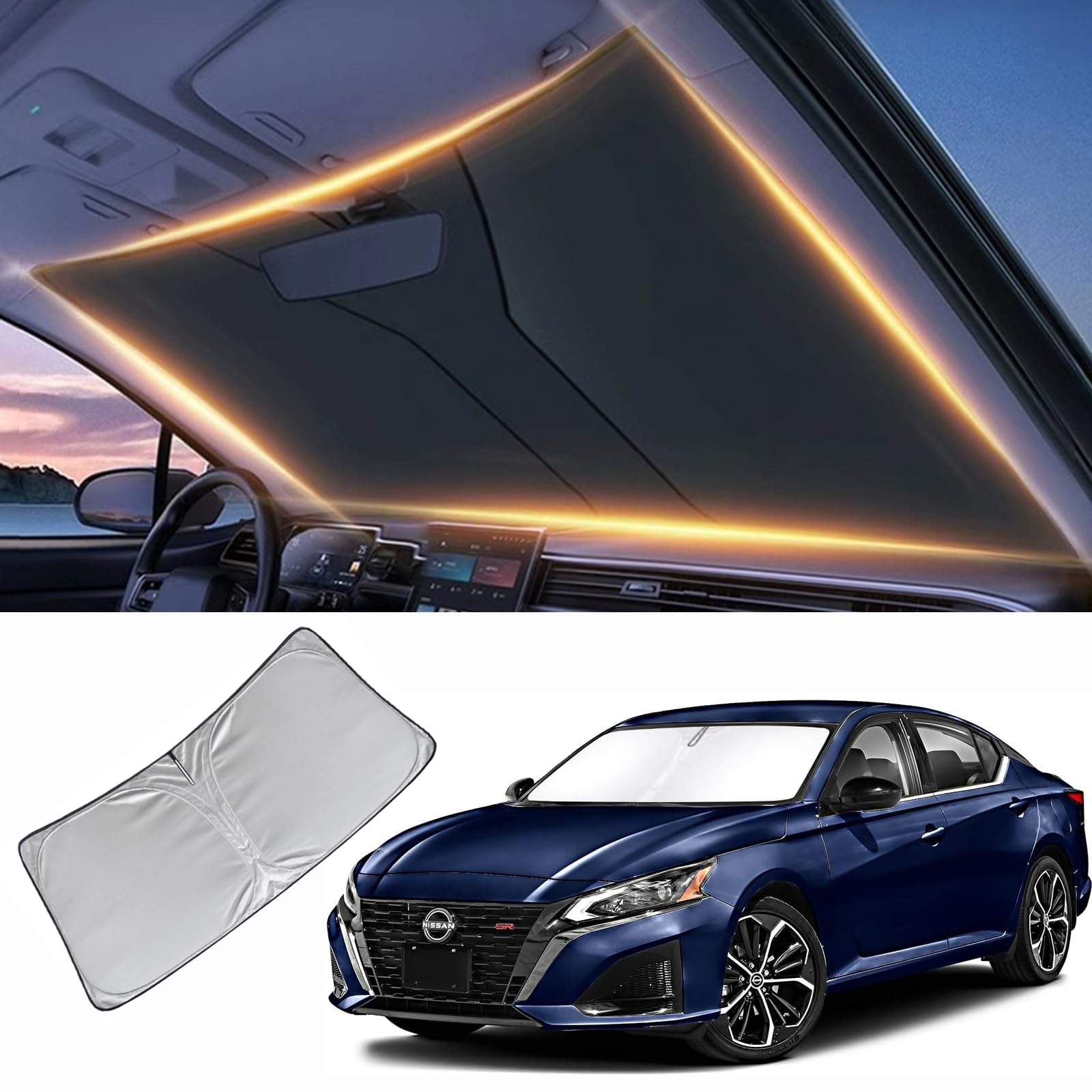 Windshield Sun Shade For Nissan Altima Front Window Shades Cover For 2013-2024 Altima Windshield Sun Visor Protector Car Accesso