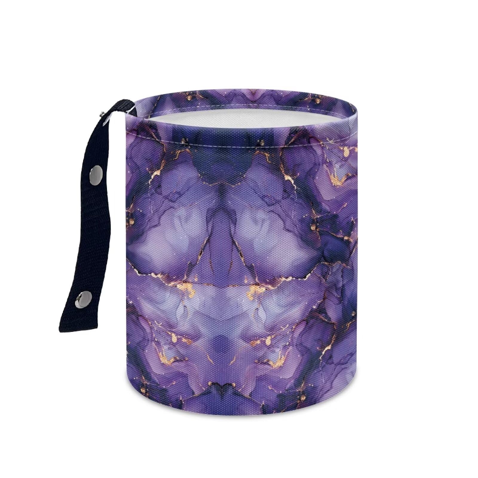 Brosoneto Purple Marble Car Trash Can, Kitchen Camping Trash Can, Womens Car Accessories, Car Seat Back Use Interior Accessory 