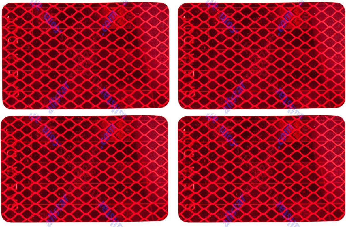 All Star Truck Parts] Amber/Red 2x3 Rectangle High Visibility Reflective Stick-On Prism Reflector DOT-SAE Strong Weatherproof Tr