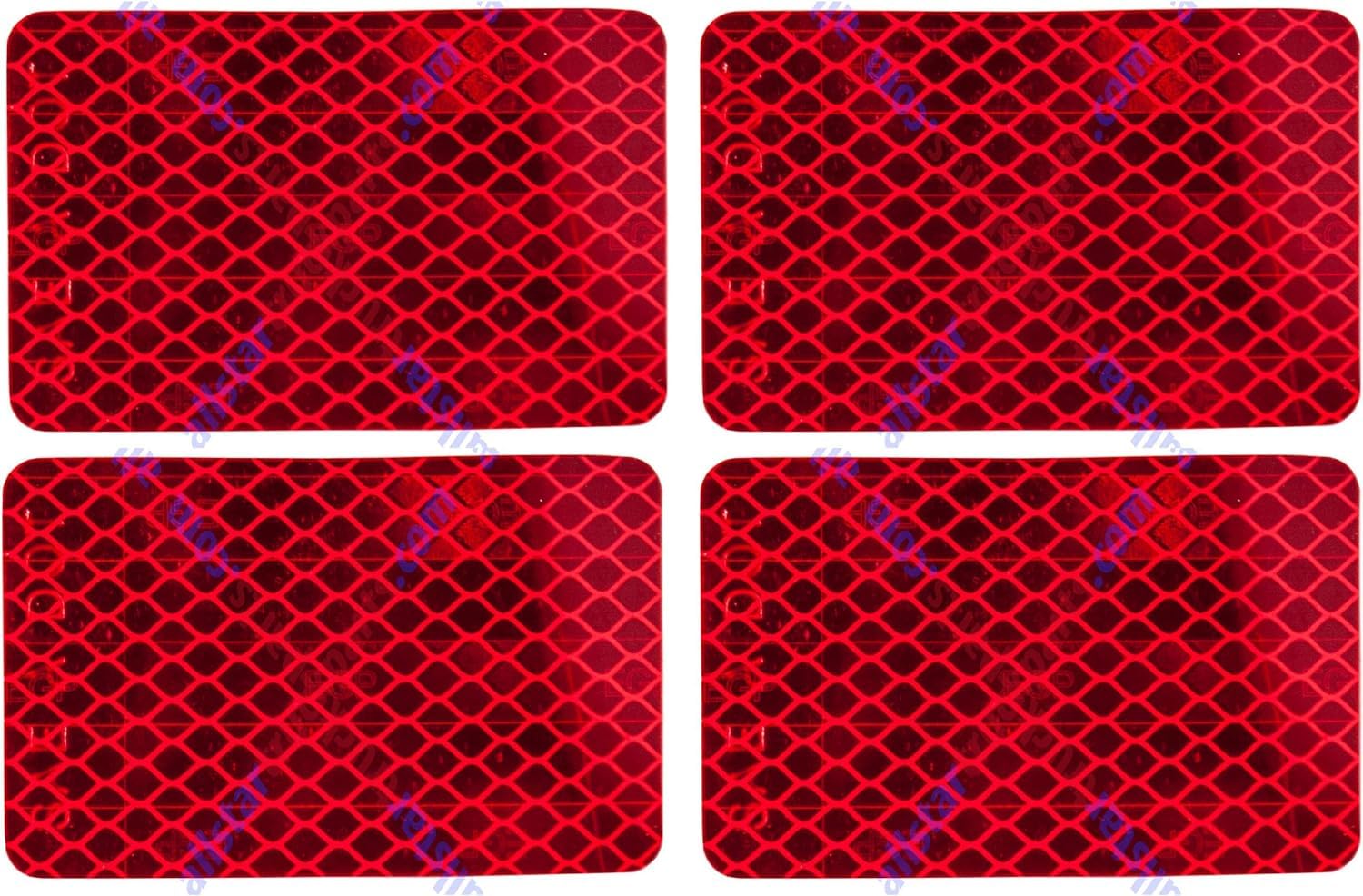 All Star Truck Parts] Amber/Red 2X3 Rectangle High Visibility Reflective Stick-On Prism Reflector Dot-Sae Strong Weatherproof Trailer Camper Rv Flatbed Fender Property Boat Marine Sign (Red, Qty 4)