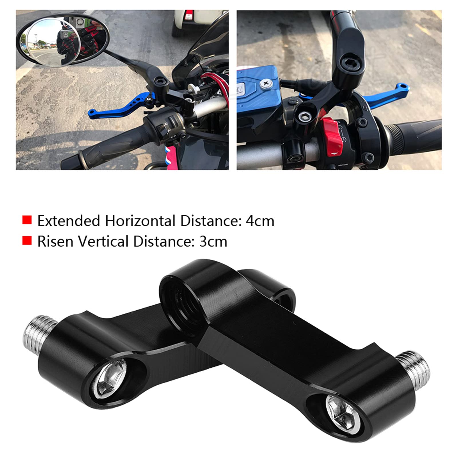 Watris Veiyi Motorcycle Mirror Extenders, Motorcycle Rearview Mirror Adapter, Aluminum Alloy Mirror Adapter, Motorcycle Mirror M
