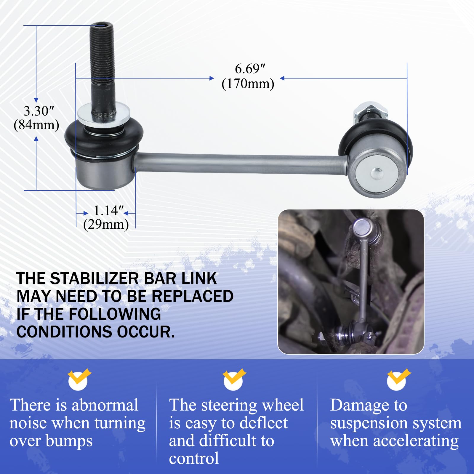 K80946 K80948 Zinc-Nickel Alloy Front Stabilizer Sway Bar End Link For 2005-2014 Toyota Tacoma Base Model 4Wd & Rwd With Prerunn