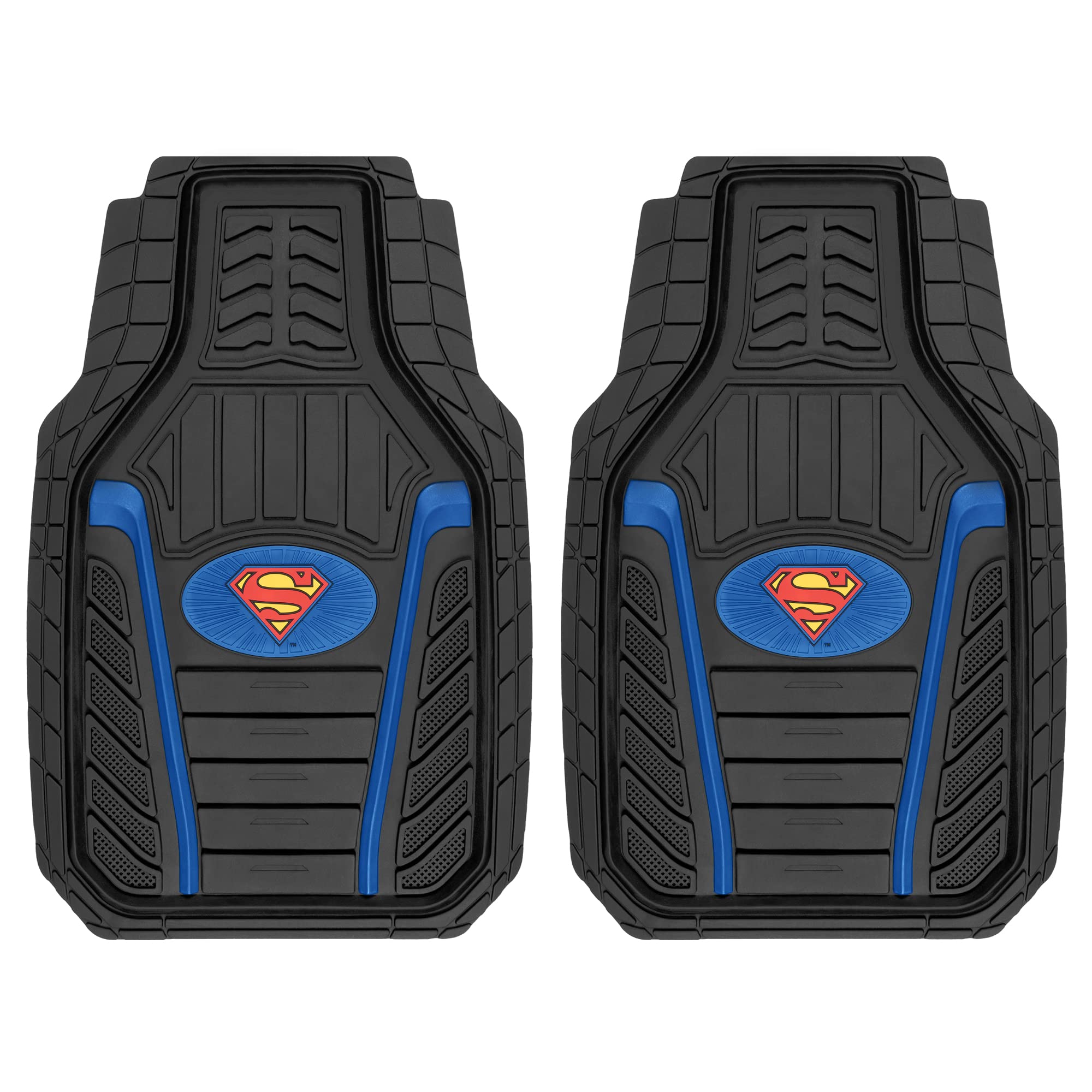 Bdk Warner Bros Dc Comics Armored Superman All Weather Heavy Duty Rubber Floor Mats Car Accessories, Universal Fit Car Mats, Non