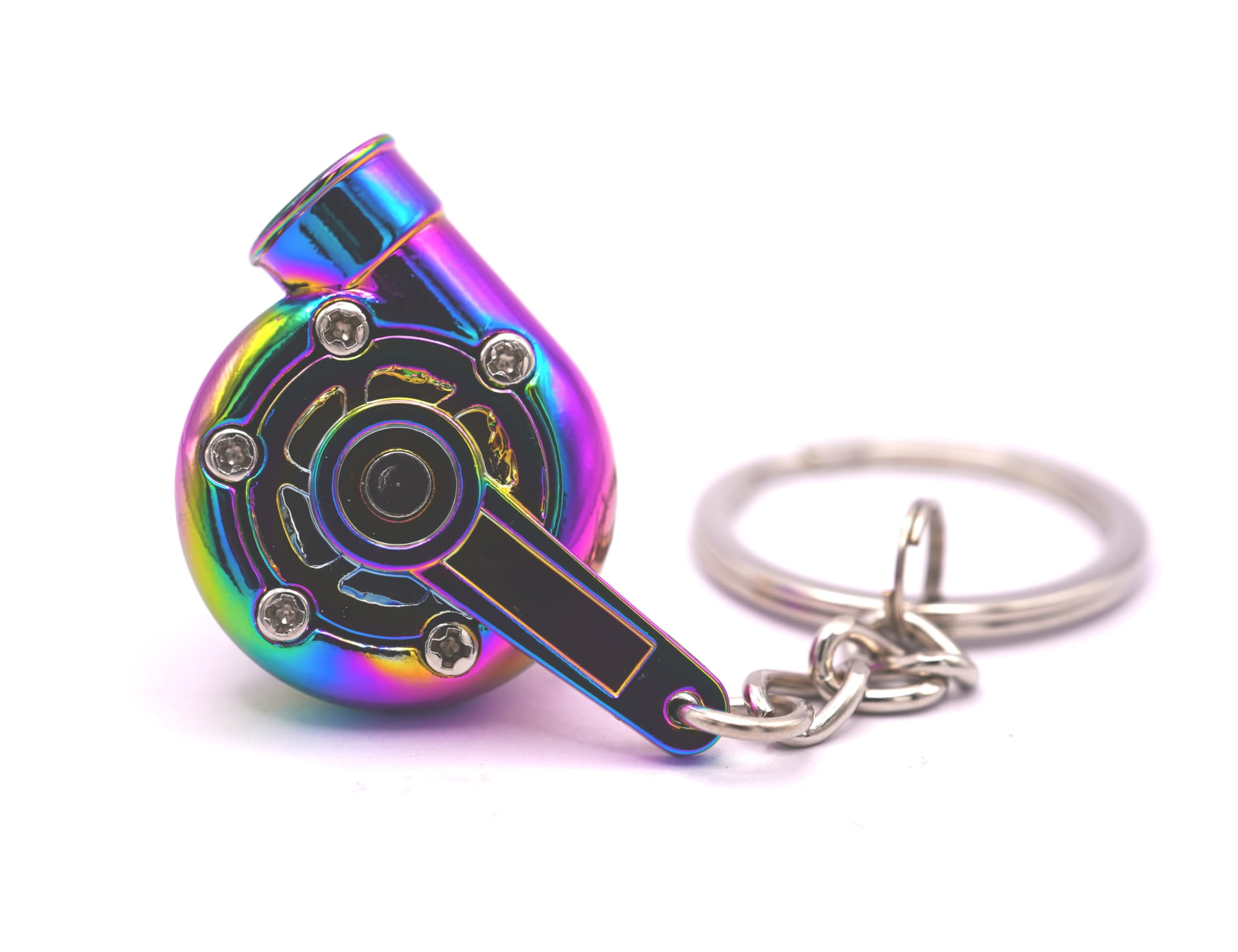 Gt//Rotors Turbo Keychain Metal Spinning Turbocharger Automotive Mini Car Part Keychain Key Ring (Neochrome Turbo)