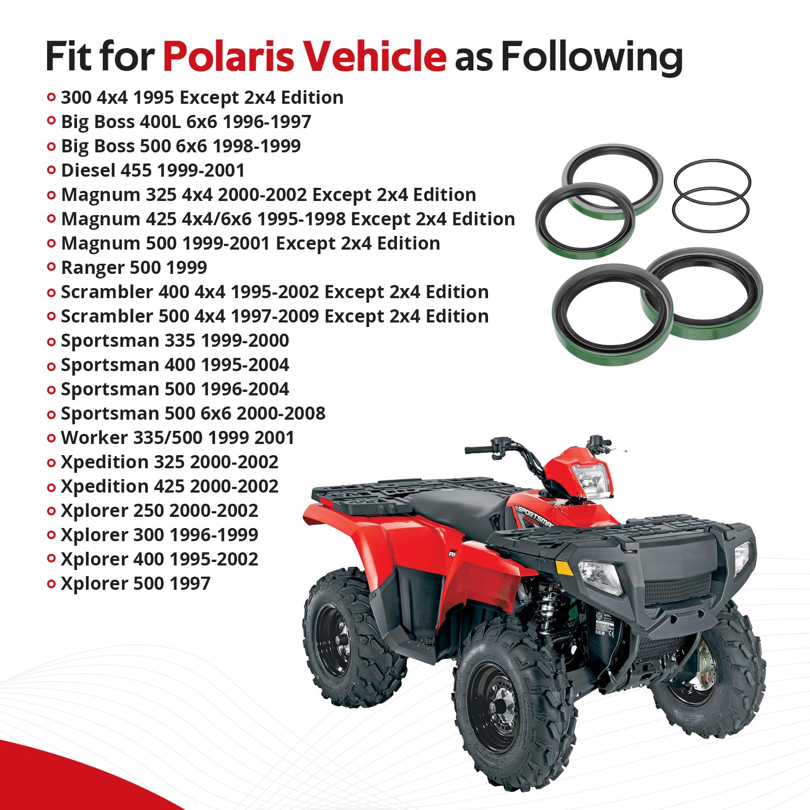 Front Wheel Hub Strut Seal For Polaris Sportsman Scrambler Magnum Xplorer Xpedition Big Boss Diesel Worker 500 425 400 335 325 300