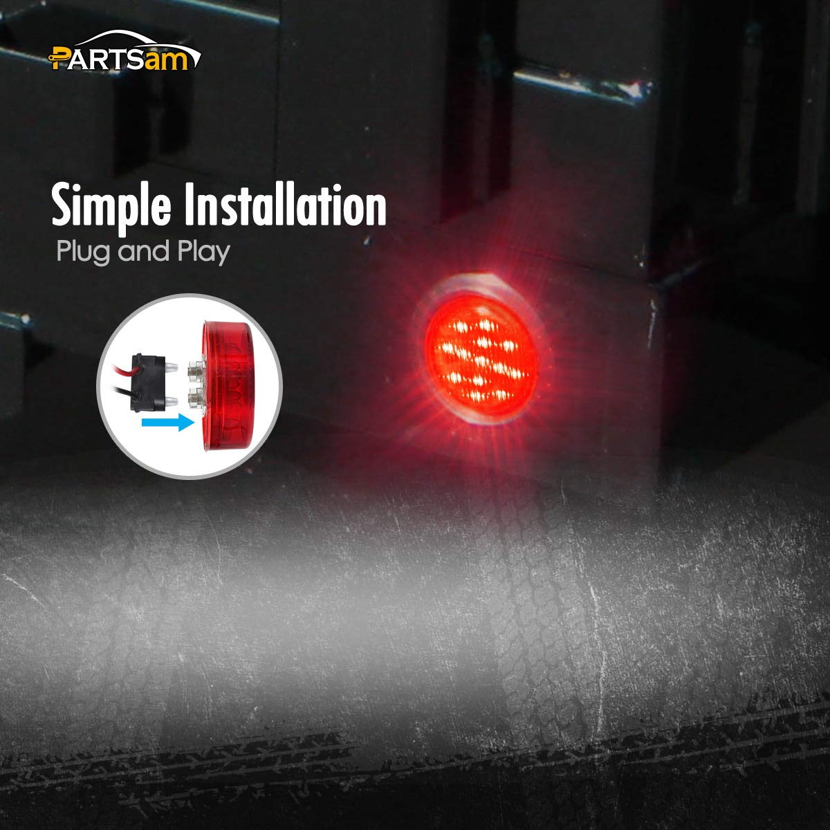 Partsam 10X 2.5 Round Red 13 Led Side Marker Clearance Lights For 12V Trailer Truck, Universal Use, Sealed Waterproof