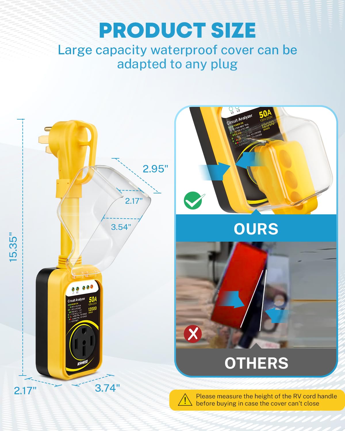 Kohree Rv Surge Protector 50 Amp 12000J With Waterproof Cover, Weather Resistant Surge Protector For Rv Camper, All-In-1 Rv Circ