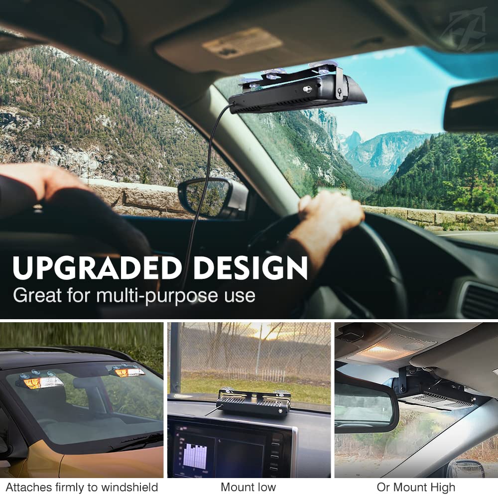 Xprite Led Dual Windshield Strobe Flashing Lights W/Suction Cups, Deck Dash Visor Emergency Hazard Safety Warning Traffic Light