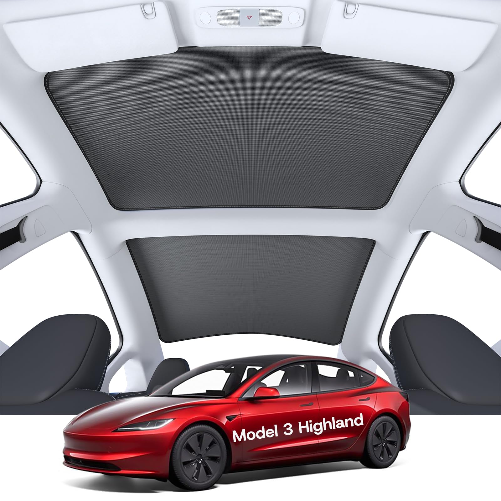 Sumk Upgrade Sunshade Roof For Tesla Model 3 Accessories 2025 2024, [No Gaps & Never Sag] Foldable Heat Insulation Sunroof Cover