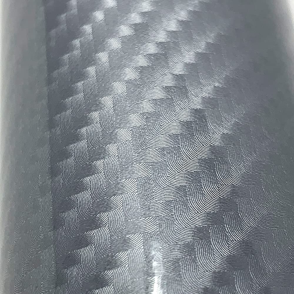 Rockrose 7D High Gloss 7D Silver Carbon Fiber Vinyl Wrap, Anti-Wrinkle, Air Release Automotive Bubble Wrap, Self Adhesive Car Vi