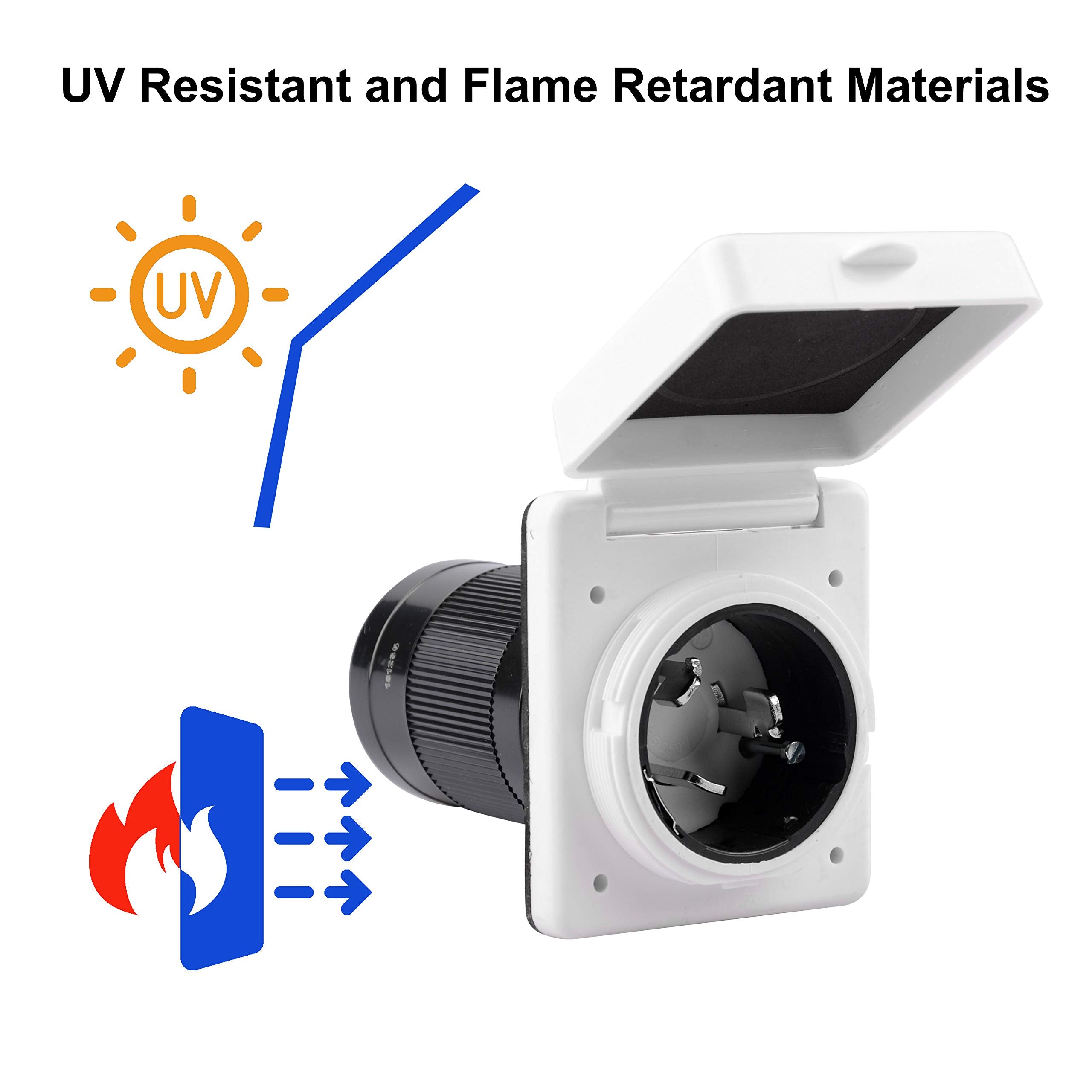Rvguard 50 Amp 125/250V Marine Power Inlet Male Inlet Power Socket For Trailer, Boat, Rv Power Inlet, White