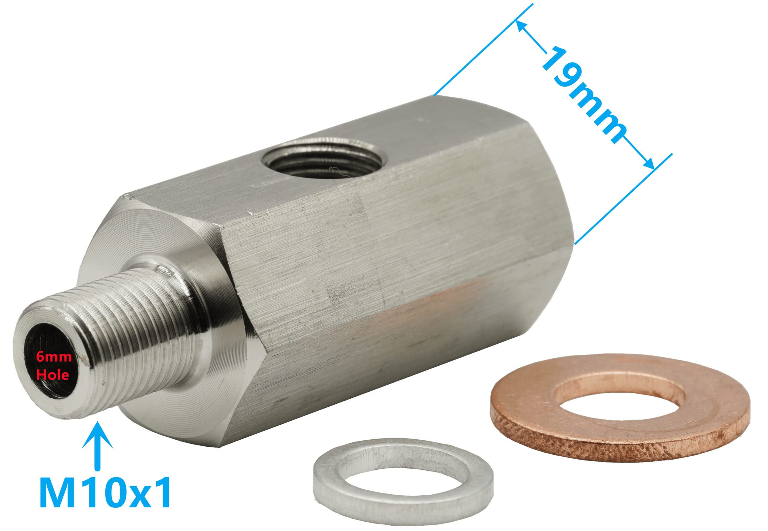 Dsnaduo M10 Oil Pressure Sensor Tee Adapter Turbo Supply Feed Line Gauge M10x1.0 Female to M10 x 1.0 Male with 1/8 NPT Side Port