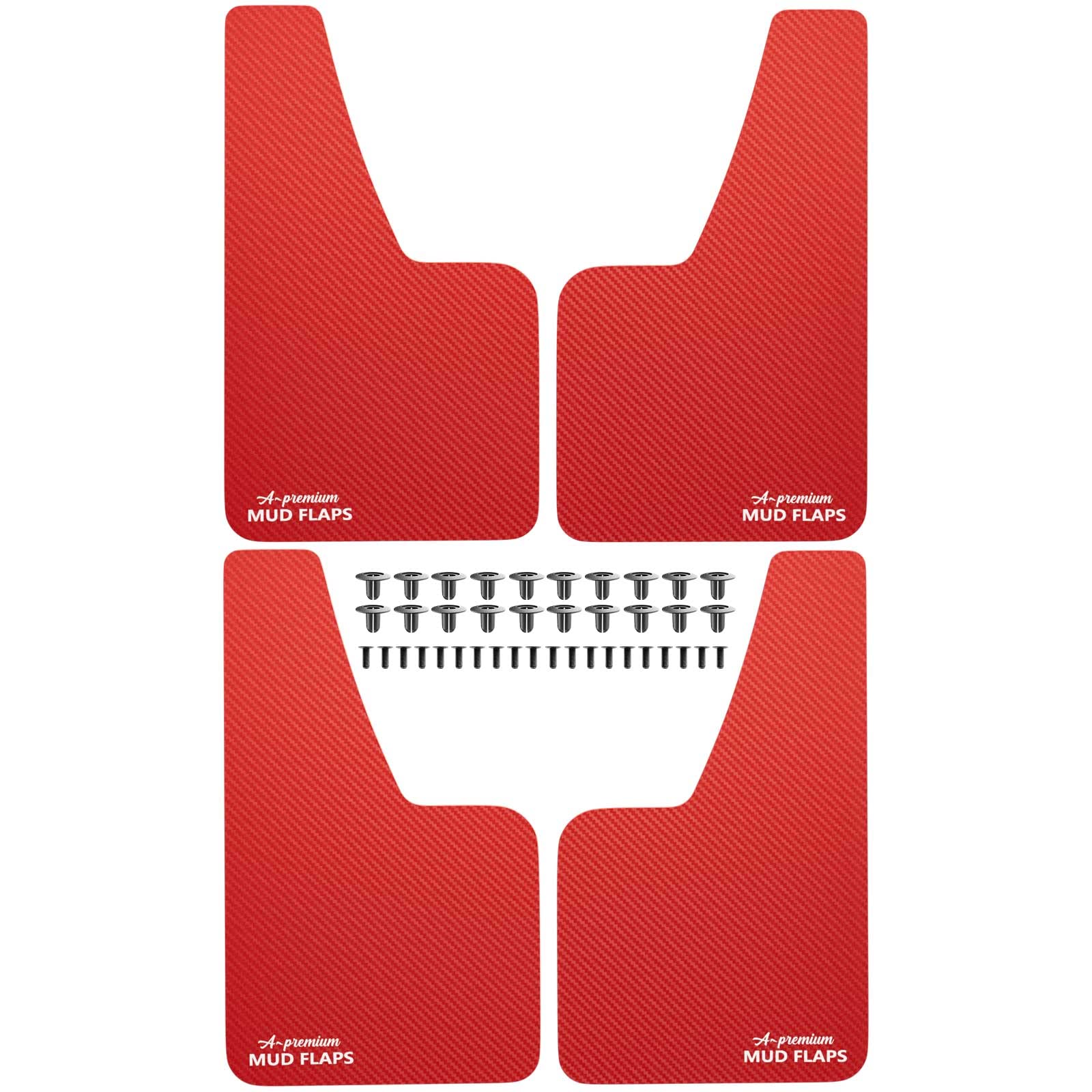 A-Premium 4 Pcs Red Universal Splash Guards Mud Flaps Mudflaps Mudguard Fender Flares For Car Sedan Coupe With Hardware Front An