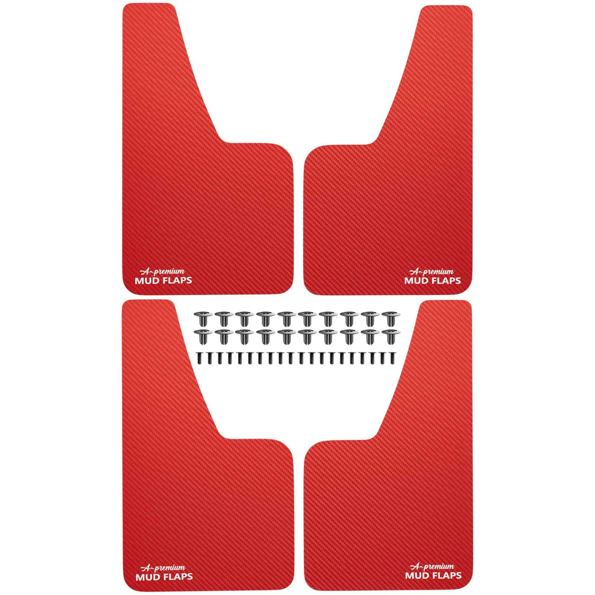 A-Premium 4 Pcs Red Universal Splash Guards Mud Flaps Mudflaps Mudguard Fender Flares For Car Sedan Coupe With Hardware Front An