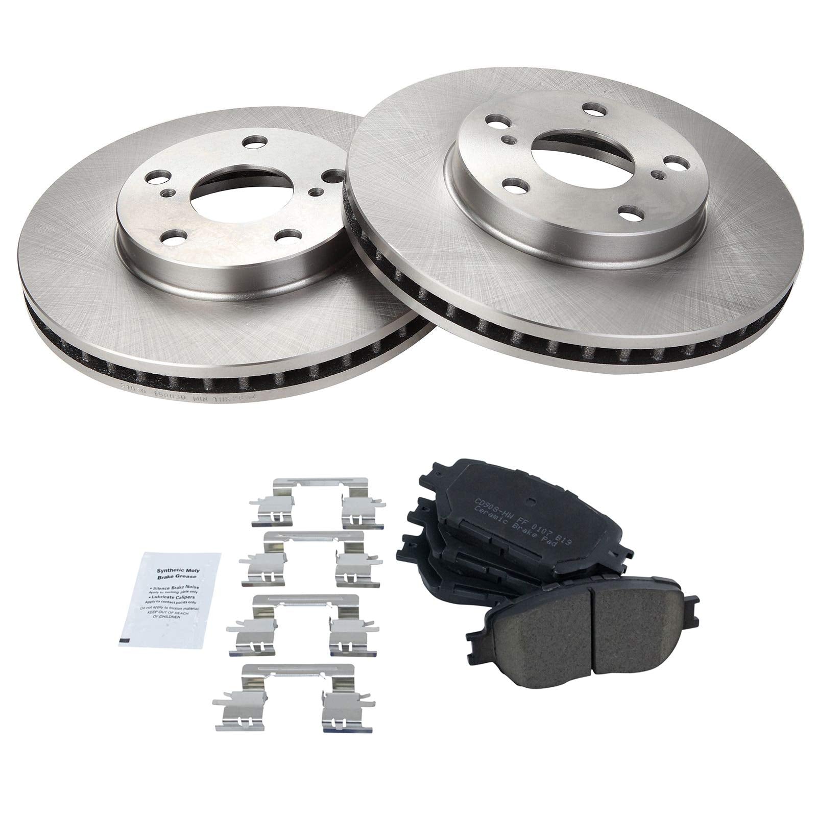 Trq Front Brake Pad & Rotor Kit Brake Pads Brake Rotor Ceramic Compatible With 2002-2006 Toyota Camry