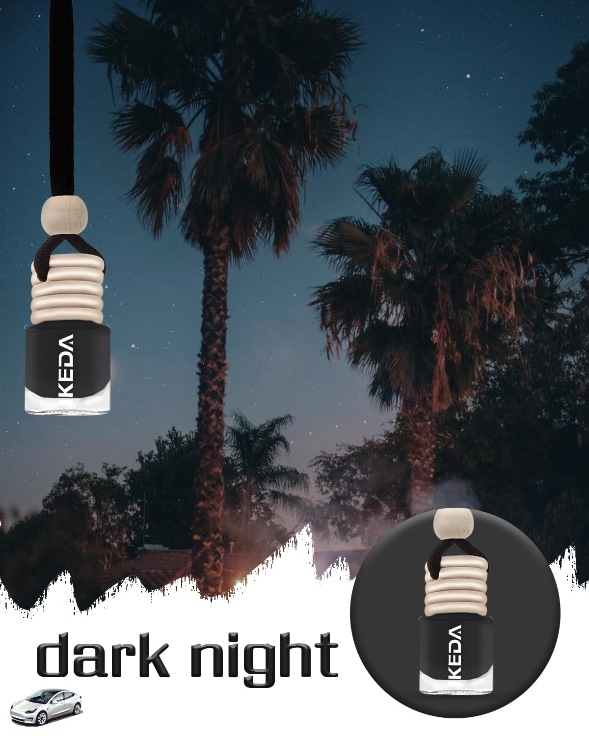 ikeda fragrance Automotive Air Freshener 4ml - Long-Lasting Odor Eliminator, 45-Day Freshness, Dark Night, Pack of 2