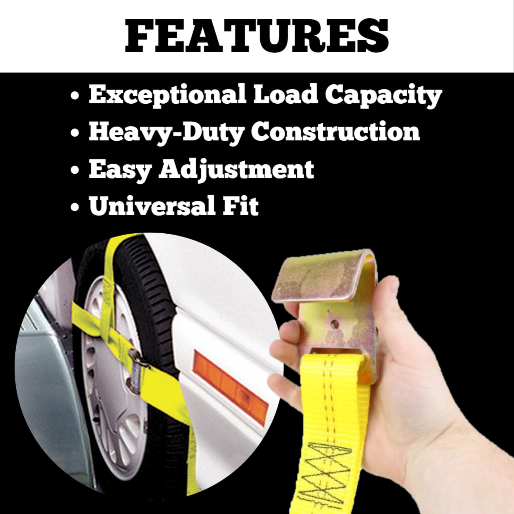 Roadmaster 2150 Single Universal Tie Down Strap | Compatible With Tires Up To 30'' Diameter & 11'' Tread Width | 2'' Wide Nylon